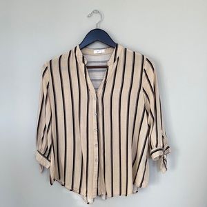 Peach blouse with striped detail